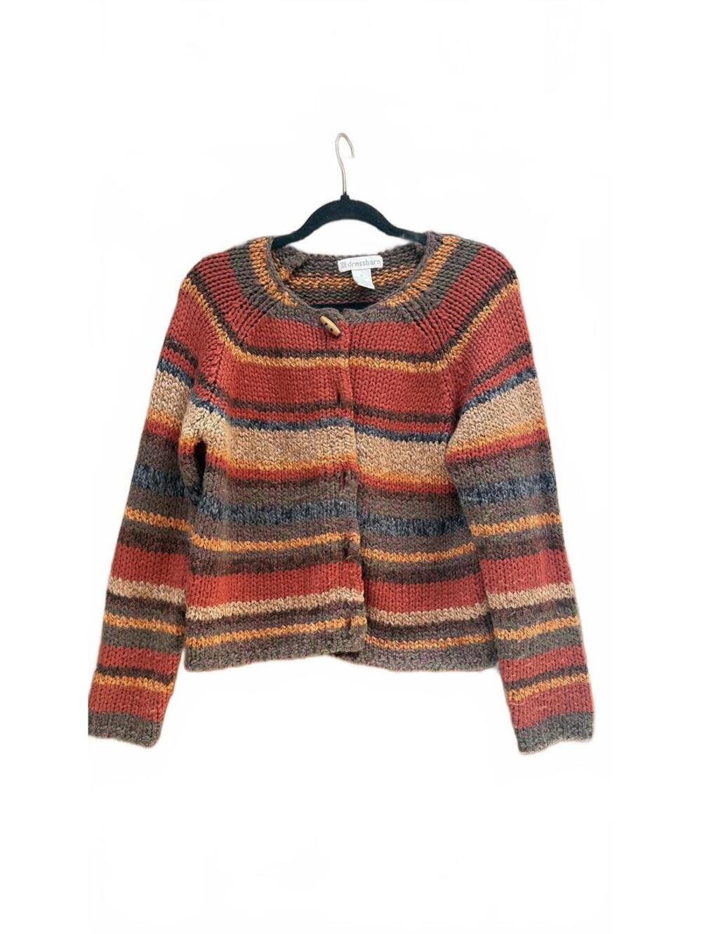 Vintage Dressbarn Cardigan Womens S Chunky Knit Boho Cottagecore Wool Blend